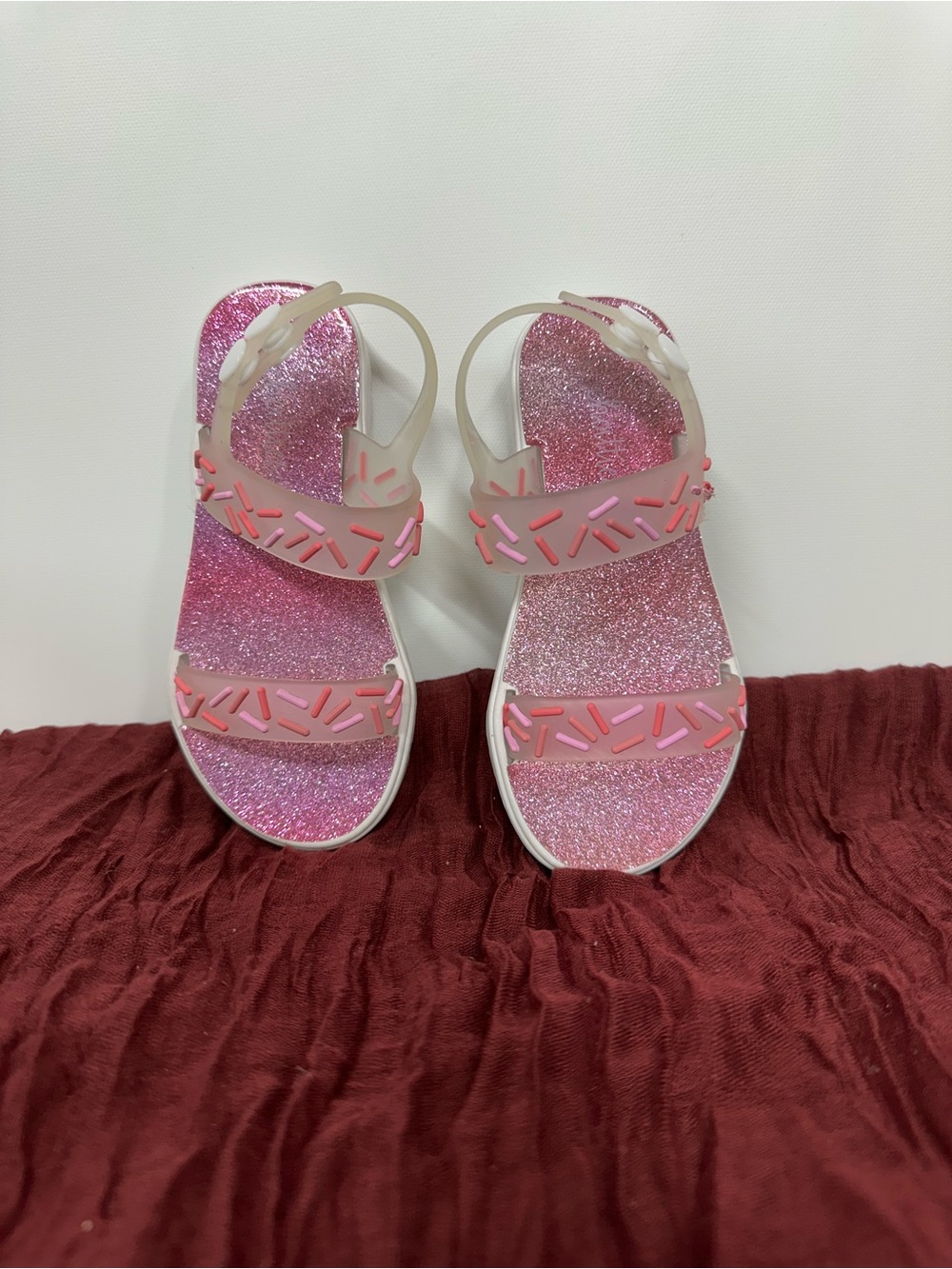 Chatties Girls Sandals Size 9/10 Pink Glitter Sprinkle Jelly Summer Shoes